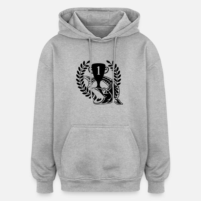 PecheurPoisson - Sweat à capuche oversize unisexe - gris chiné