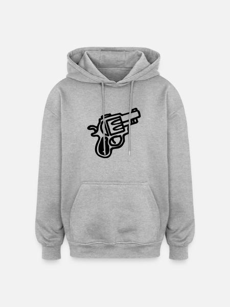 cartoon gun - Oversized Unisex Hoodie - heather grey