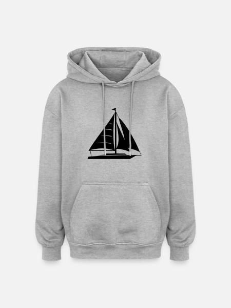 Segelboot - Oversized Unisex Hoodie - Grau meliert