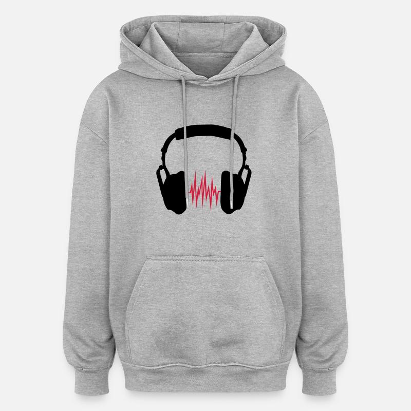 écouteurs - Sweat à capuche oversize unisexe - gris chiné