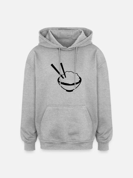 China Rice dish with chopsticks - Oversized Unisex Hoodie - heather grey