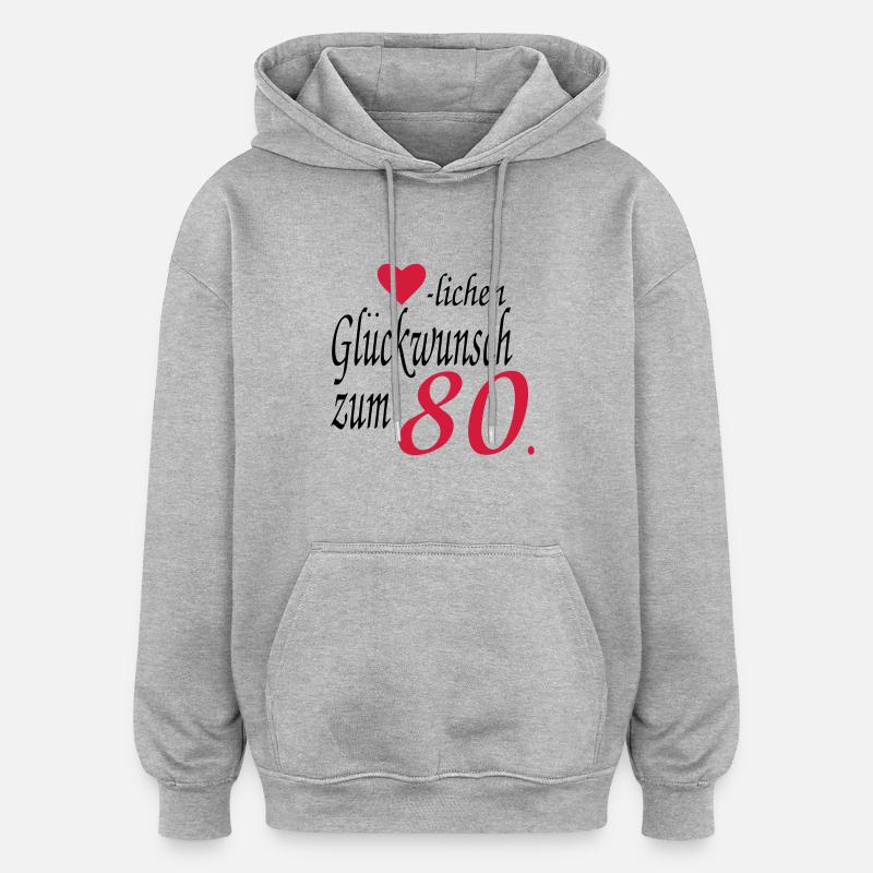 80e anniversaire - Sweat à capuche oversize unisexe - gris chiné