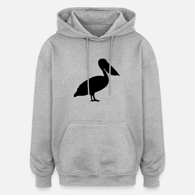 Pélican - Sweat à capuche oversize unisexe - gris chiné