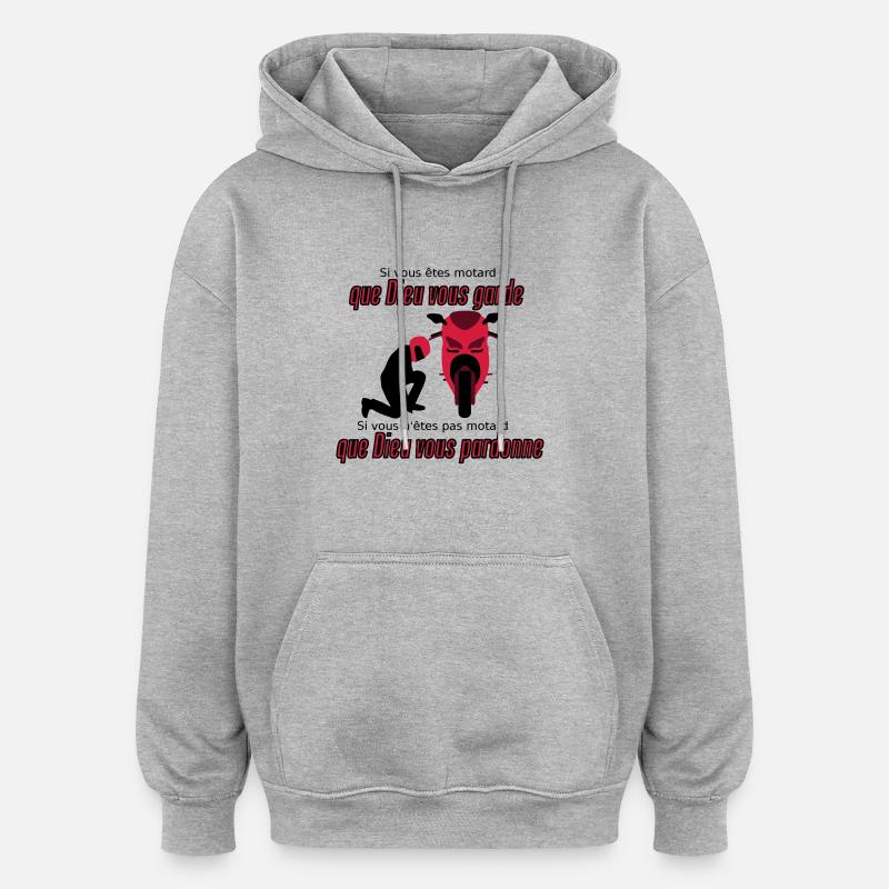 Que Dieu vous pardonne - Sweat à capuche oversize unisexe - gris chiné