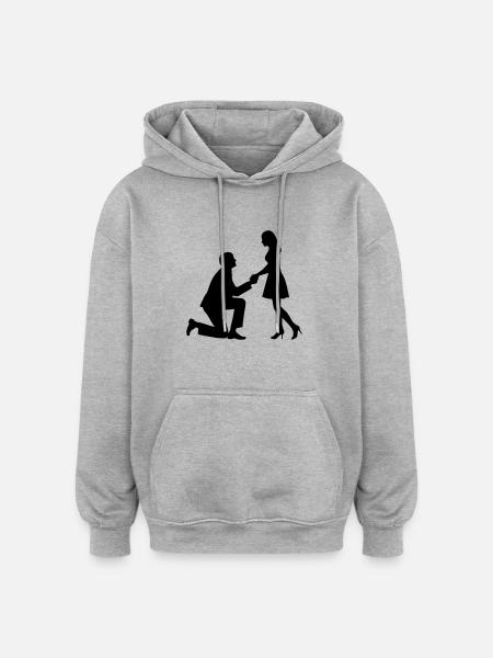 Heiratsantrag - Oversized Unisex Hoodie - Grau meliert