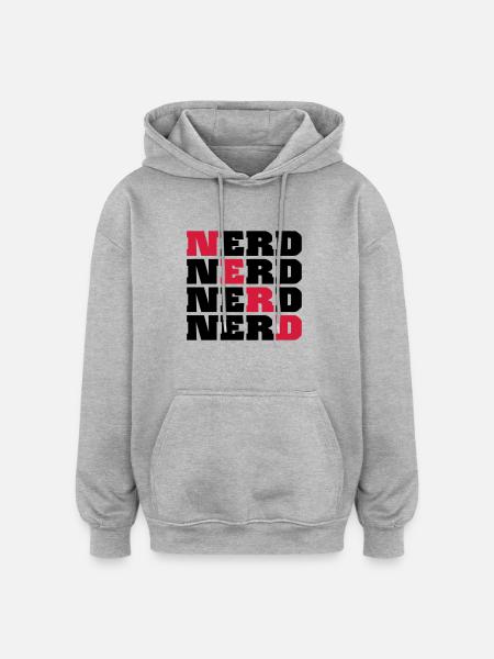 Nerd - Sweat à capuche oversize unisexe - gris chiné