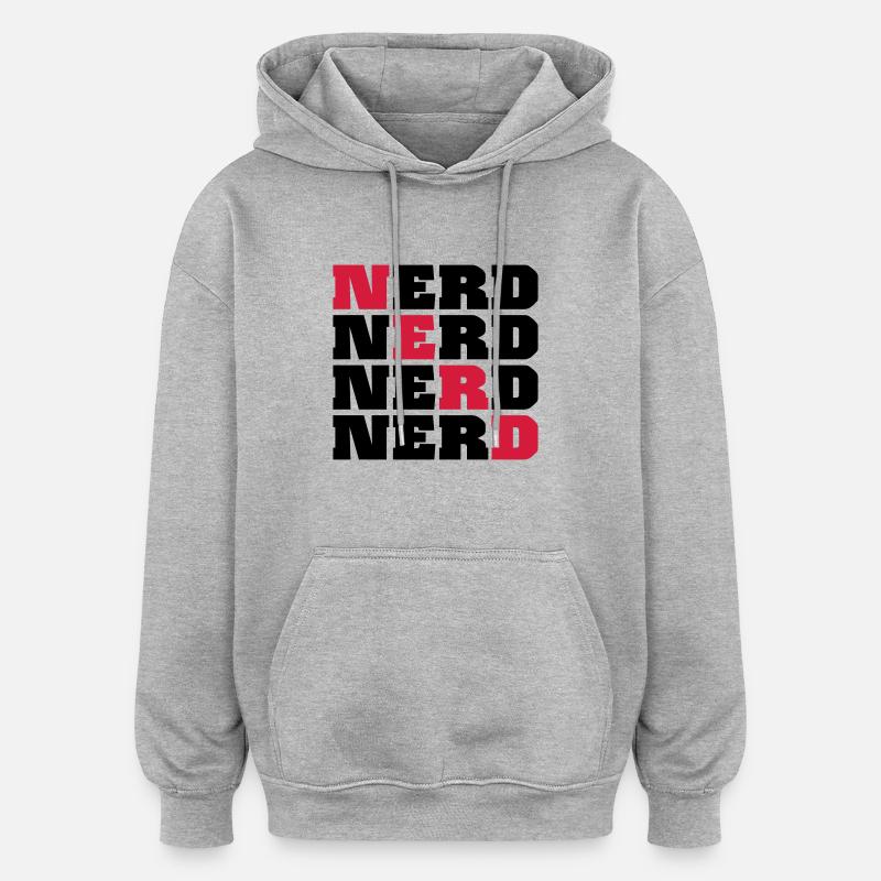 Nerd - Sweat à capuche oversize unisexe - gris chiné