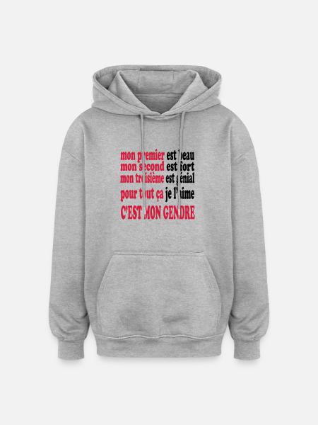 Mon gendre est beau - Oversized Unisex Hoodie - heather grey