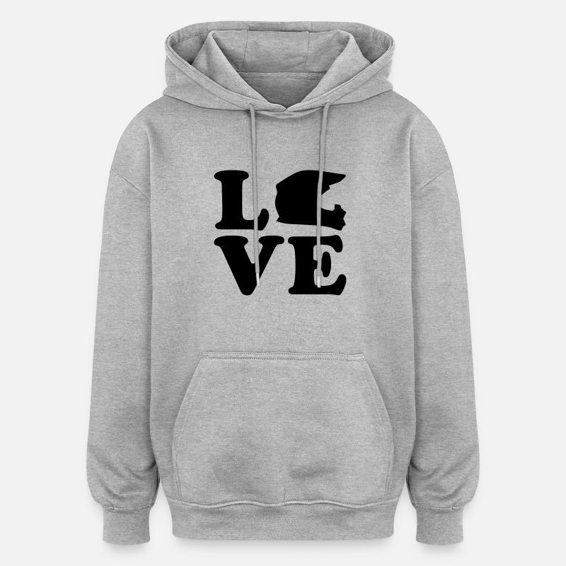 Motocross - Sweat à capuche oversize unisexe - gris chiné