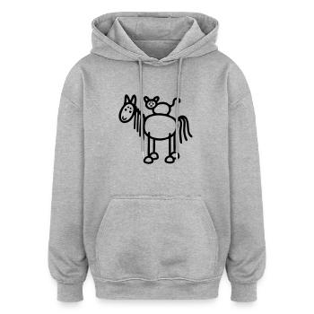 Pferd & Katze - Oversized Unisex Hoodie - Grau meliert - Vorne - Noah (186cm)