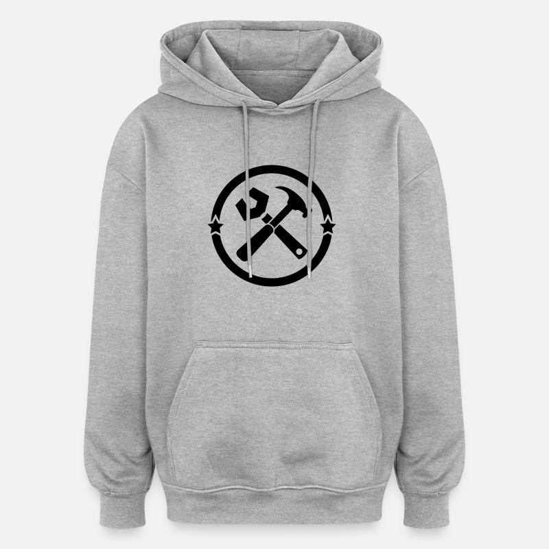manoeuvre / chantier / bâtiment / ouvrier - Sweat à capuche oversize unisexe - gris chiné