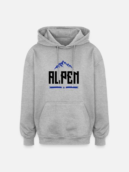 alpen design - Oversized Unisex Hoodie - Grau meliert