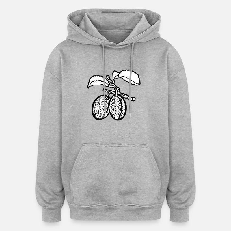plum lineart - Sweat à capuche oversize unisexe - gris chiné