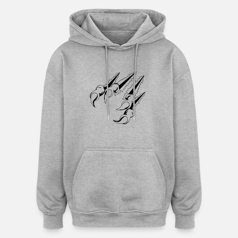 krallen_01 - Sweat à capuche oversize unisexe - gris chiné