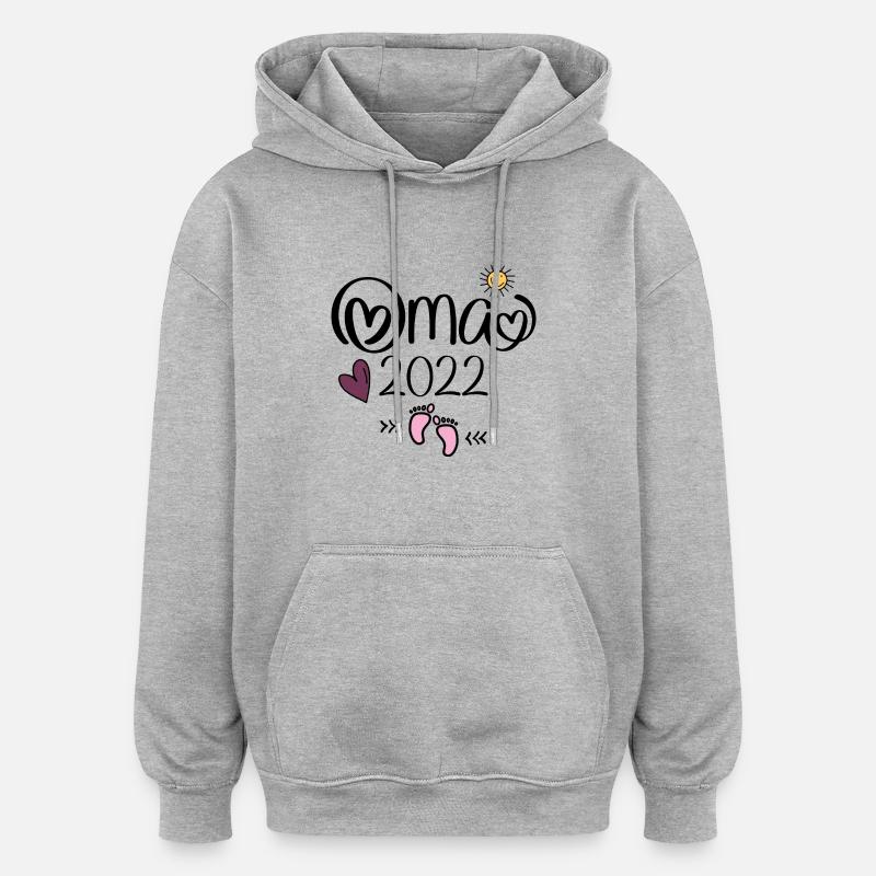 Grand-mère 2022 - Sweat à capuche oversize unisexe - gris chiné