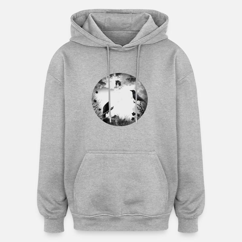 Gothic, crows, ravens - Oversized Unisex Hoodie - heather grey
