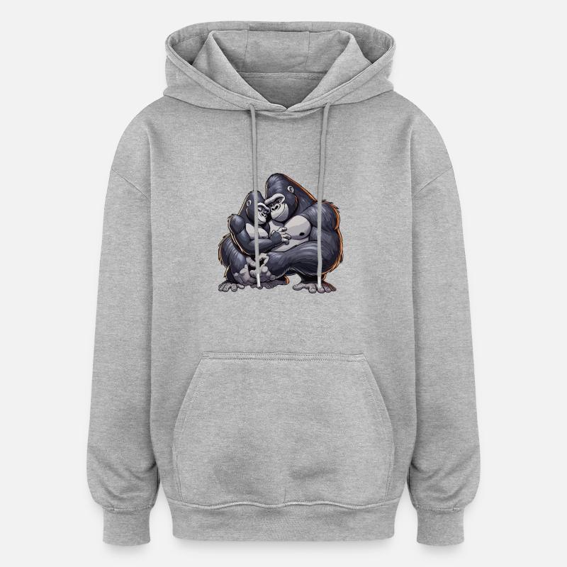 Gorilla-Paar 6 - Oversized Unisex Hoodie - Grau meliert