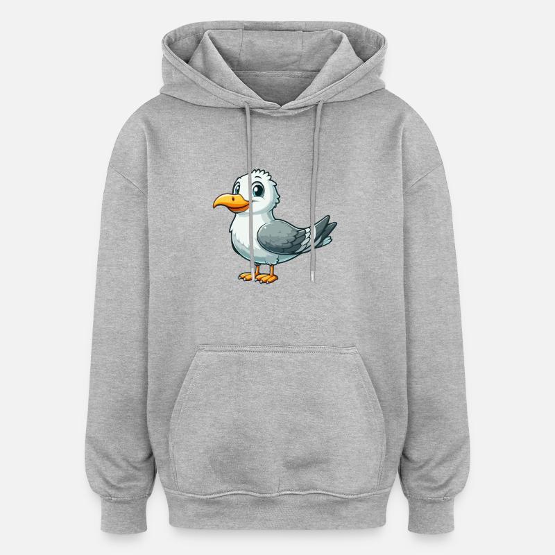 Mouette - Sweat à capuche oversize unisexe - gris chiné