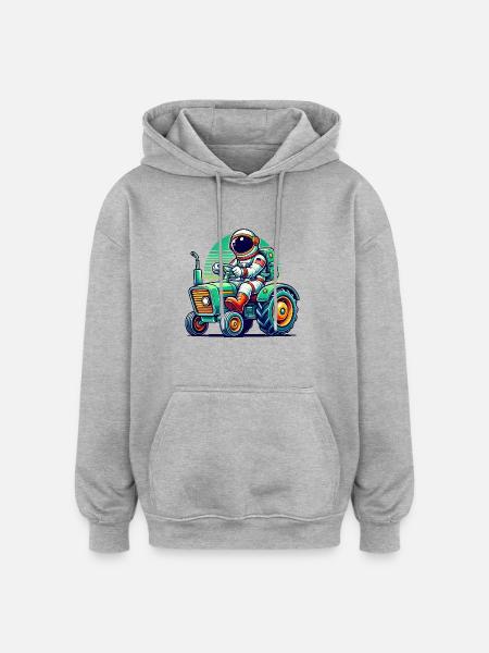 Astronaut Tractor - Oversized Unisex Hoodie - heather grey