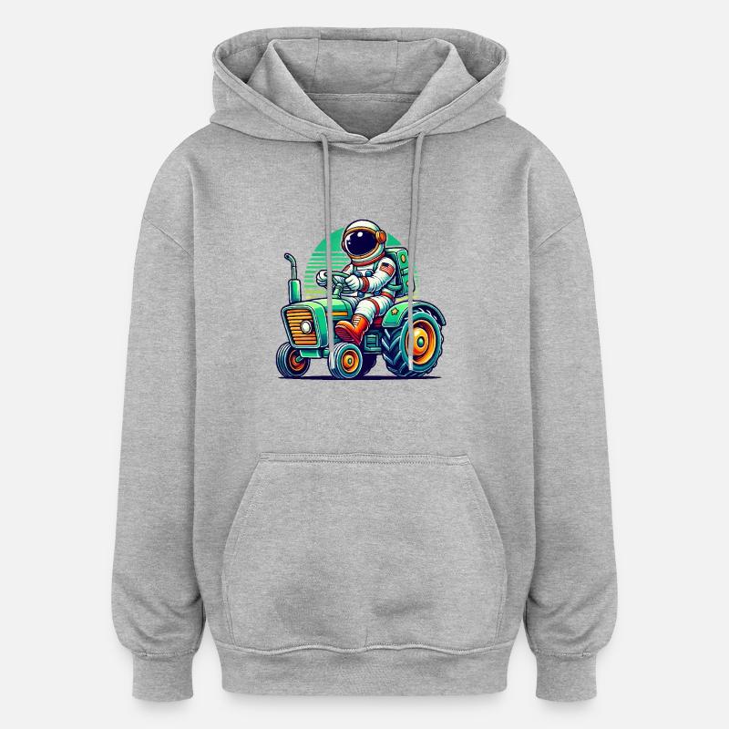 Astronaut Traktor - Oversized Unisex Hoodie - Grau meliert