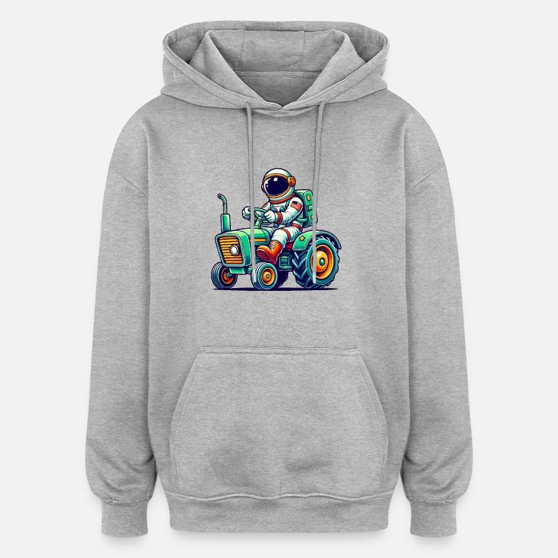 Tracteur astronaute - Sweat à capuche oversize unisexe - gris chiné