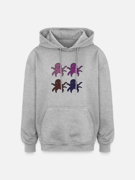 Octopus 4ply - Oversized Unisex Hoodie - heather grey