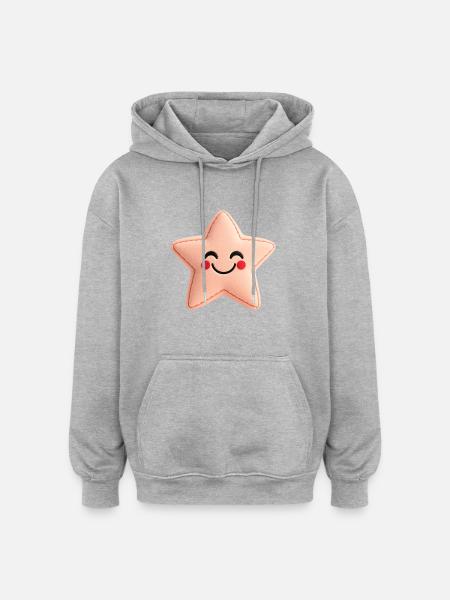Sweet Star - Pink - Oversized Unisex Hoodie - heather grey