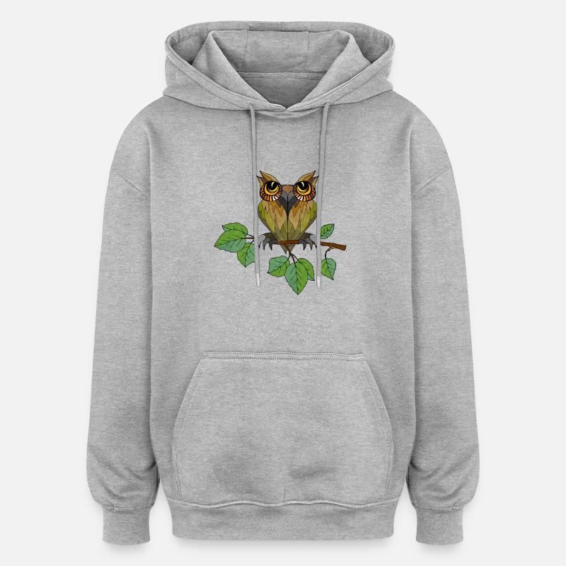 Eule Vogel - Oversized Unisex Hoodie - Grau meliert