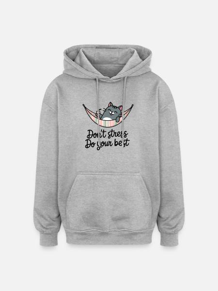 Chill Cat Hammock Vibes - Oversized Unisex Hoodie - heather grey