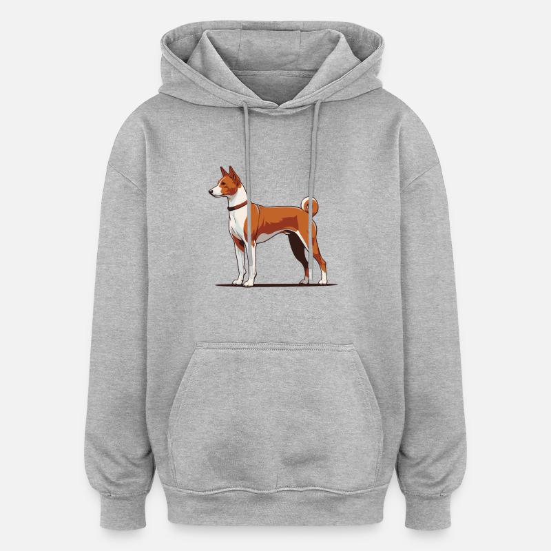 Basenji - Sweat à capuche oversize unisexe - gris chiné