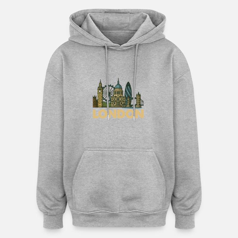 Skyline de Londres - Sweat à capuche oversize unisexe - gris chiné
