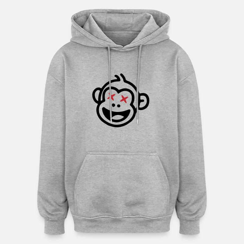 Singe Drôle - Sweat à capuche oversize unisexe - gris chiné