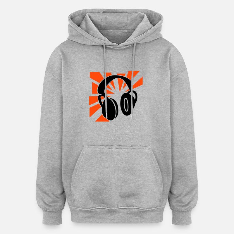 Explodierende Kopfhörer - Oversized Unisex Hoodie - Grau meliert