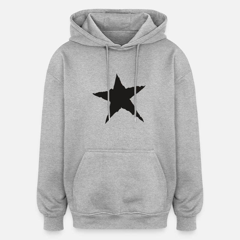 Étoile - Sweat à capuche oversize unisexe - gris chiné