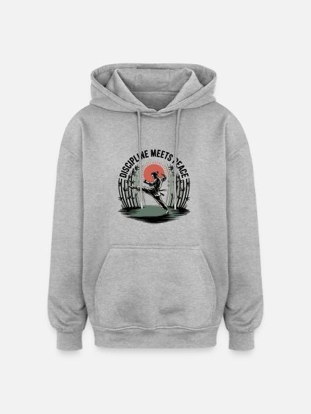 Discipline Meets Peace - Oversized Unisex Hoodie - heather grey