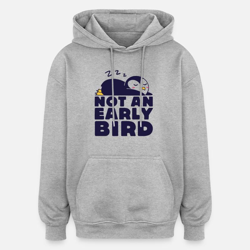 Pas un lève-tôt - Sweat à capuche oversize unisexe - gris chiné