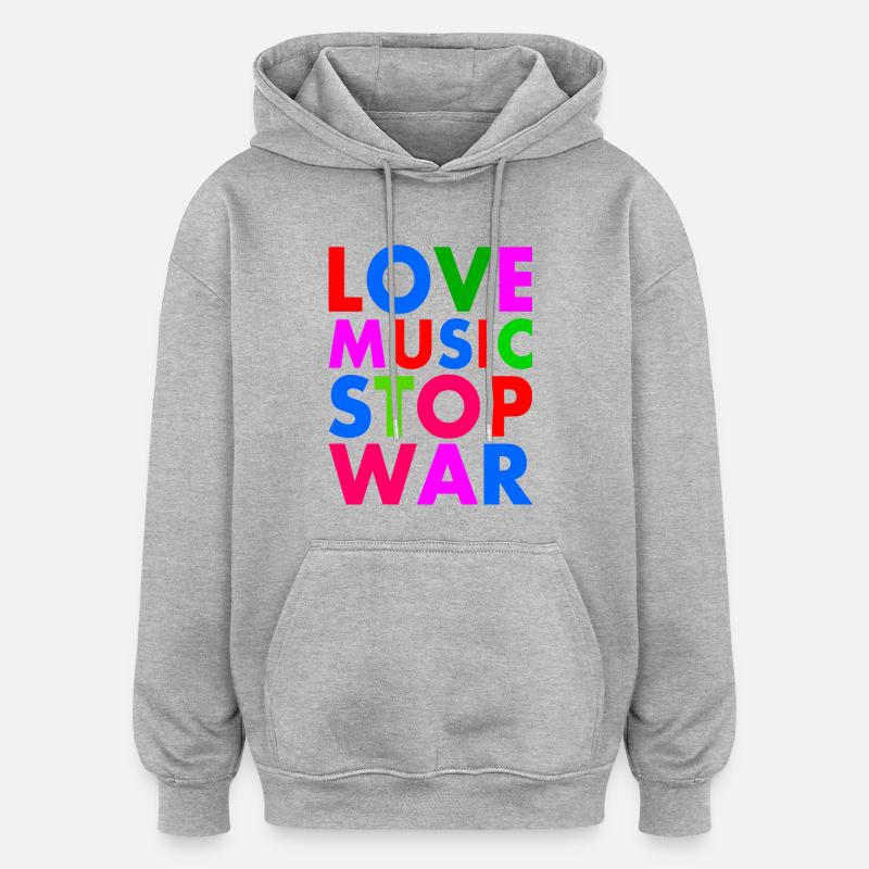 Stop war - Sweat à capuche oversize unisexe - gris chiné