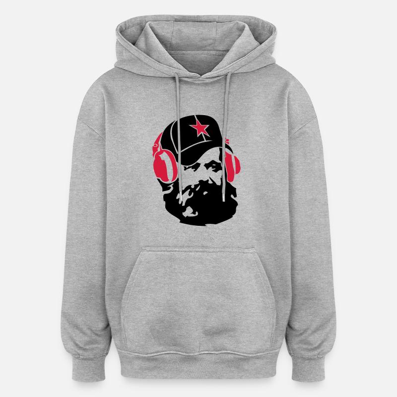 marx_star_ot - Sweat à capuche oversize unisexe - gris chiné