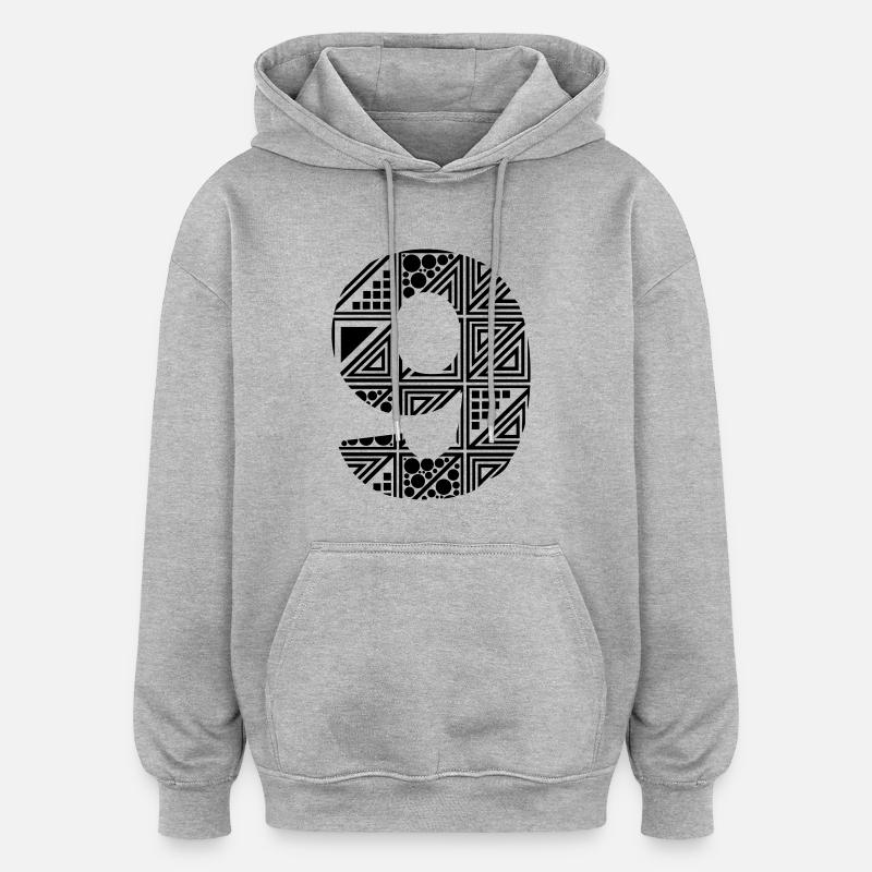 9 number nine - Oversized Unisex Hoodie - heather grey