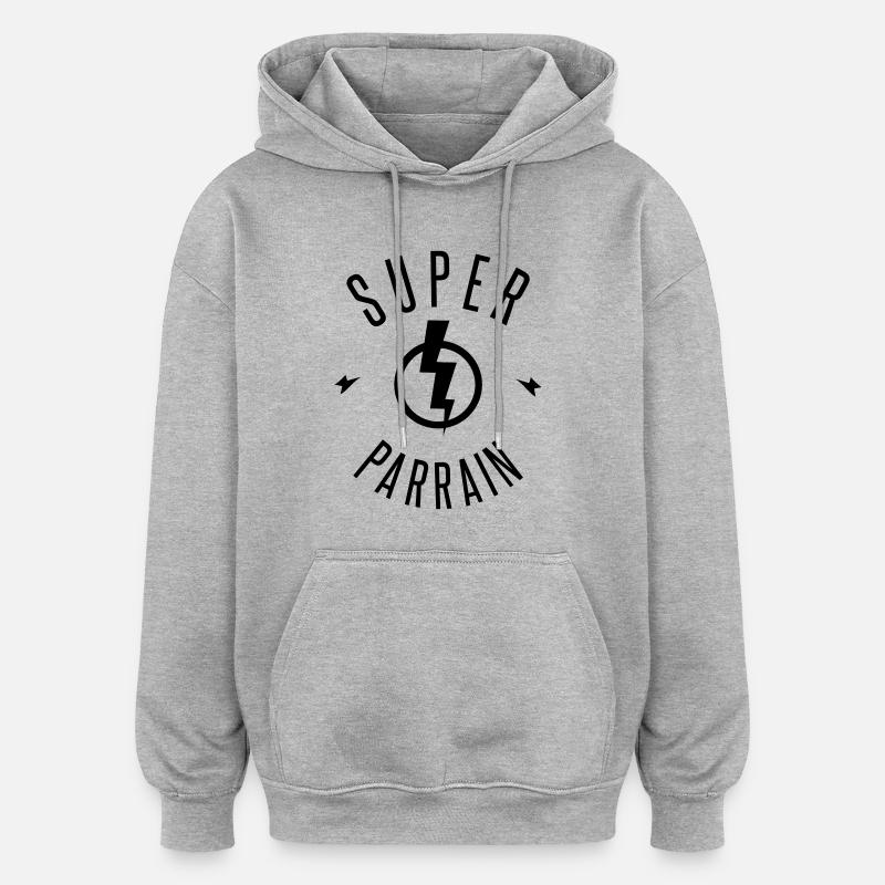 super parrain - Sweat à capuche oversize unisexe - gris chiné