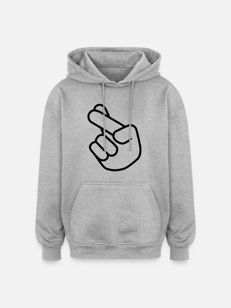 Fingers Crossed - Oversized Unisex Hoodie - Grau meliert