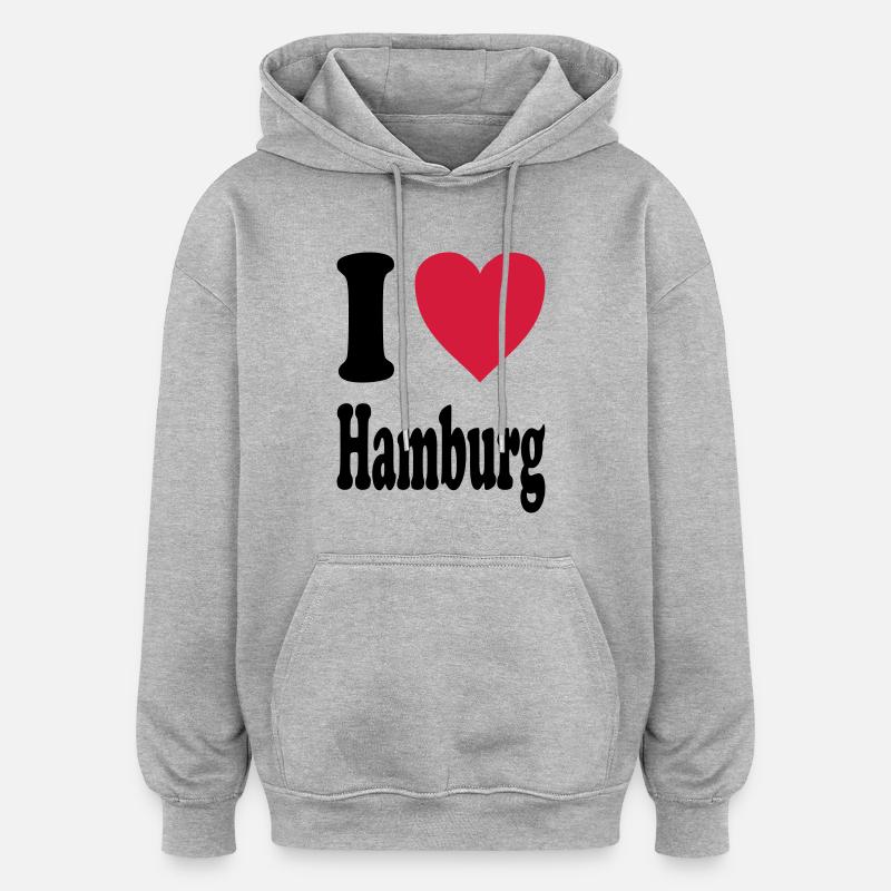 J'adore Hambourg - Sweat à capuche oversize unisexe - gris chiné