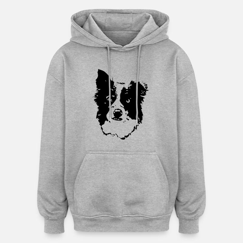Border_Collie2_cb - Sweat à capuche oversize unisexe - gris chiné