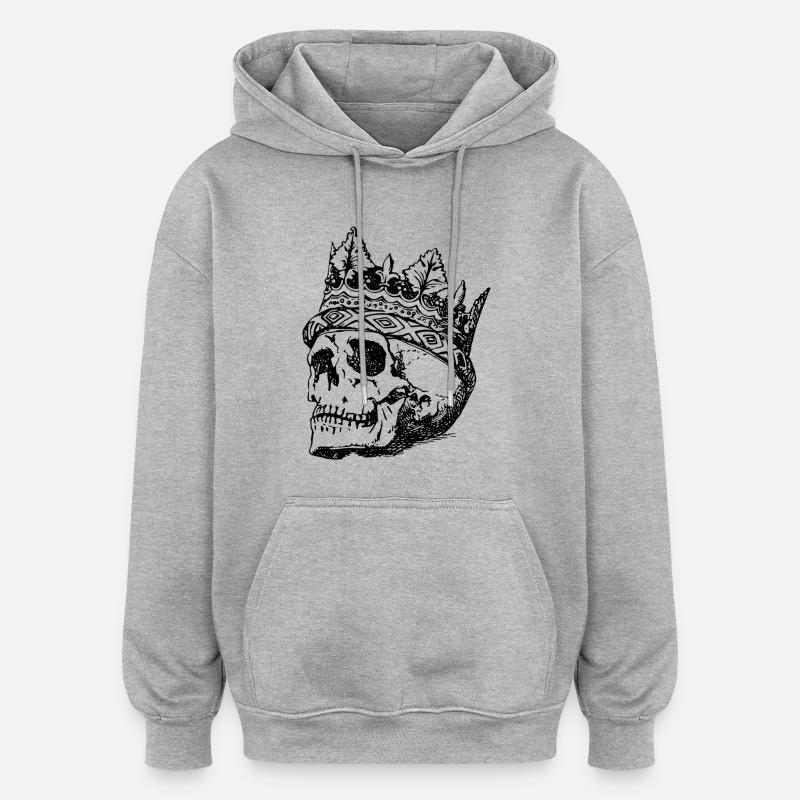 crâne Royal Crown - Sweat à capuche oversize unisexe - gris chiné