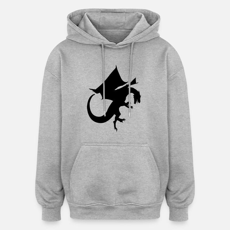 Drache - Oversized Unisex Hoodie - Grau meliert