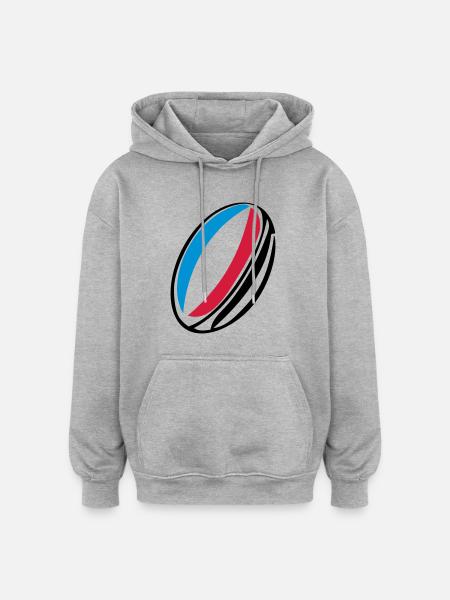 Frankreich Rugby-Ball - Oversized Unisex Hoodie - Grau meliert