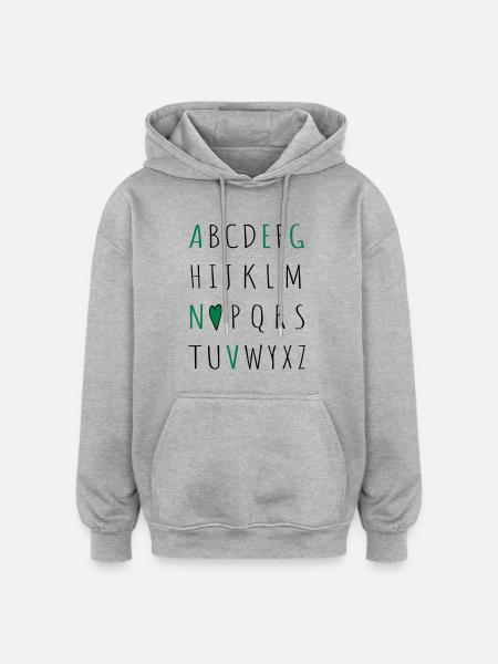 love vegan - Oversized Unisex Hoodie - Grau meliert