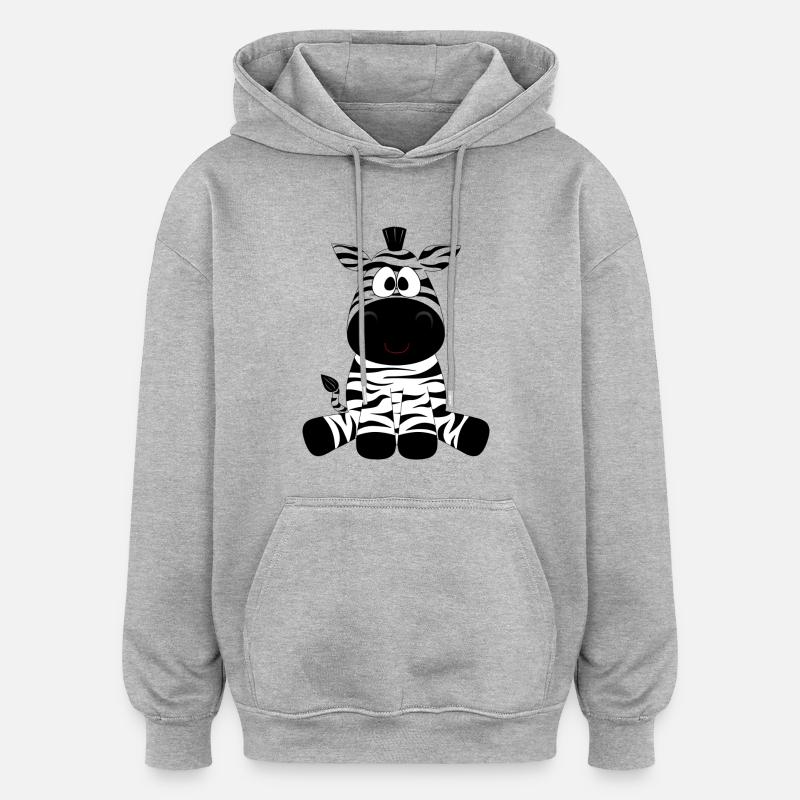 zèbre - Sweat à capuche oversize unisexe - gris chiné