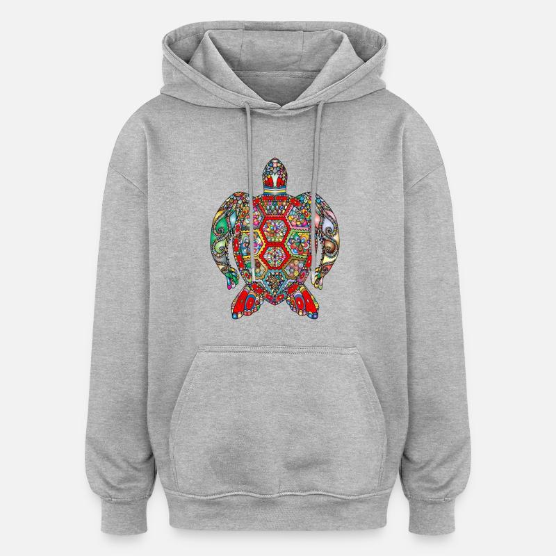 sea turtle colourful - Sweat à capuche oversize unisexe - gris chiné