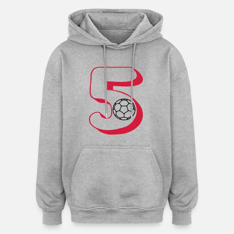 handball numéro 5 - Sweat à capuche oversize unisexe - gris chiné